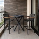 Ver imagem 2 de Kit 2 Banquetas Amélia Tela Sling Mesa Bistrô Alta Tampo Alumínio com Champanheira