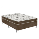 Ver imagem 1 de Cama Box Casal Suede Marrom + Colchão Casal Suede Marrom Espuma 138x188x55