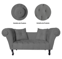 Ver imagem 4 de Sofá Recamier Recepção Decorativo 02 Lugares Londres Suede Cinza - Incasa Decor