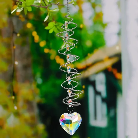 Pingente Espiral Rotativo Gota Coração Jardim Decoração:coração