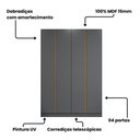 Ver imagem 5 de Guarda Roupa Casal Linea 4 Portas Bater 4 Gavetas MDF Cinza e Peroba Mambel Móveis