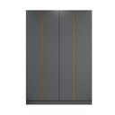 Ver imagem 4 de Guarda Roupa Casal Linea 4 Portas Bater 4 Gavetas MDF Cinza e Peroba Mambel Móveis