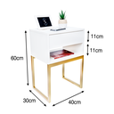 Ver imagem 3 de KIT 2 Mesas De Cabeceira OFF WHITE Industrial ECO 40cm BASE DOURADA - Enviamos MONTADO