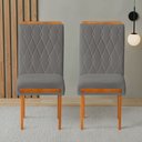 Ver imagem 2 de Kit 2 Cadeiras Estofadas de Jantar Azaléia - Mdf em Veludo Pés em Madeira - Vintage Decor -