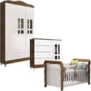 Ver imagem 1 de Quarto de Bebê Ariel 3 Portas e Berço Lara Branco Acetinado Amadeirado - Carolina