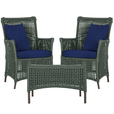 2 Poltronas e 1 Mesa Igapó em Alumínio Pintura Marrom Corda Náutica Estofado 10