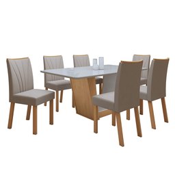 Conjunto Sala de Jantar Mesa 170x90cm Tampo MDF/Vidro com 6 Cadeiras Apogeu  - 20
