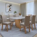 Ver imagem 1 de Conjunto Sala de Jantar 6 Lugares Retangular Tampo Vidro/MDF Mesa e Cadeiras Apogeu