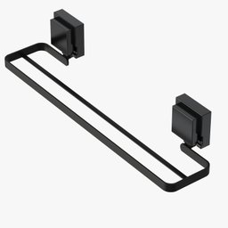 Porta Toalha Suporte Toalheiro com Ventosa Duplo Preto F.max - 4