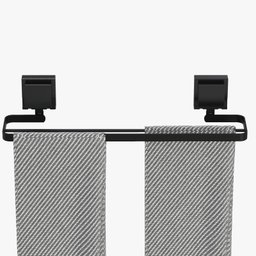 Porta Toalha Suporte Toalheiro com Ventosa Duplo Preto F.max - 3