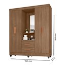 Ver imagem 2 de Guarda Roupa Roupeiro Capelinha com Espelho 4 Portas 2 Gavetas Lite Carvalho Oak Móveis Leão