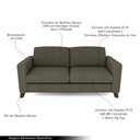 Ver imagem 2 de Sofá Sala de Estar Living 3 Lugares 280cm Presley Pés Madeira Linho Cinza G52 - Gran Belo