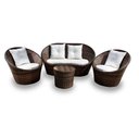 Ver imagem 1 de Conjunto de Sofá Fibra Sintética Bola - 1 Sofá 2 L + 2 Poltronas + 1 Mesa Centro - Tecido Duna Cru