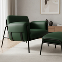 Ver imagem 2 de Kit Poltrona Cadeira Decorativa + Puf Serrana Zahav Estofado:Courino Sintético Verde