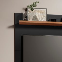 Painel Dubai Tv 32 Polegadas Pequeno Quarto Suspenso Sala Rack Cor Preto/freijó - 6