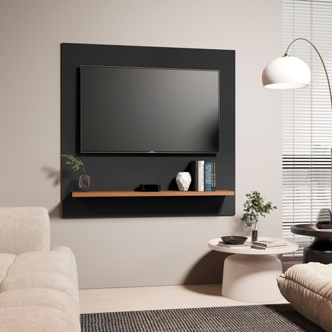 Painel Dubai Tv 32 Polegadas Pequeno Quarto Suspenso Sala Rack Cor Preto/freijó