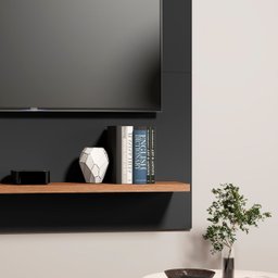Painel Dubai Tv 32 Polegadas Pequeno Quarto Suspenso Sala Rack Cor Preto/freijó - 5