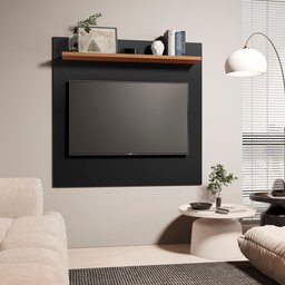 Painel Dubai Tv 32 Polegadas Pequeno Quarto Suspenso Sala Rack Cor Preto/freijó - 2