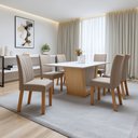 Ver imagem 1 de Conjunto Sala de Jantar 6 Lugares Retangular Tampo MDF Mesa e Cadeiras Apogeu
