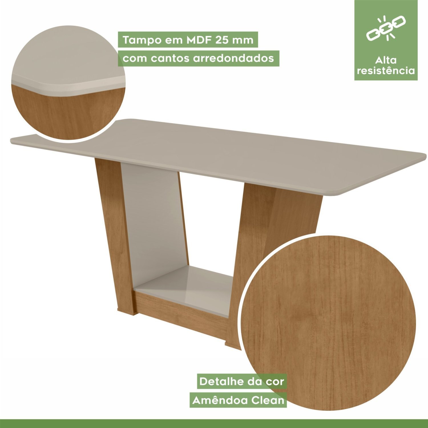 Conjunto Sala de Jantar Mesa 170x90cm Tampo MDF com 6 Cadeiras Apogeu  - 5