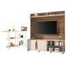 Estante Home Theater Luxor Castanho Off White e Aparador Infinity Off White- Hb Móveis - 1