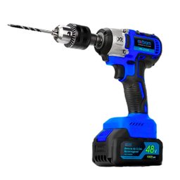 Furadeira de Impacto Parafusadeira 48v + Kit Chave Catraca 46 Peças Profissional Exbom - 2