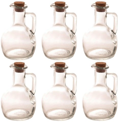 6 Galheteiros Servir Garrafa de Vidro Tampa Rolha Azeite 180ml Lyor Porta Condimentos de Mesa