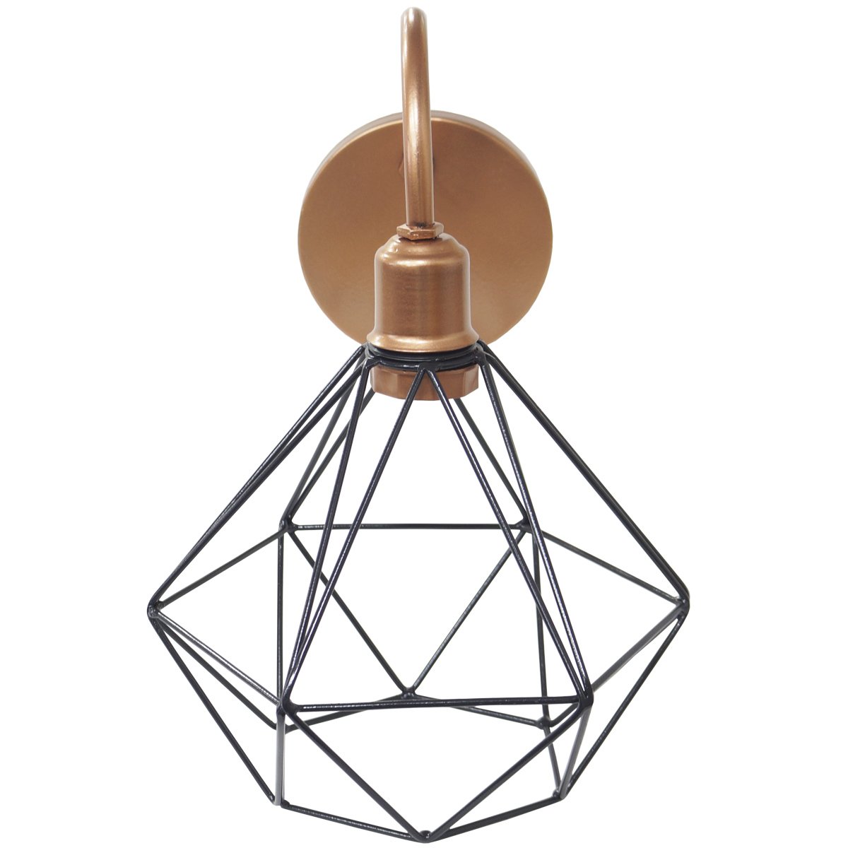 Luminária Arandela Parede Aramada Diamante Industrial Retro + Lâmpada Led Cobre Rose Gold/Preto - 4