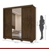 Roupeiro Cannes 3 Portas 3 Gavetas com Espelho Wengue Naturale - 8