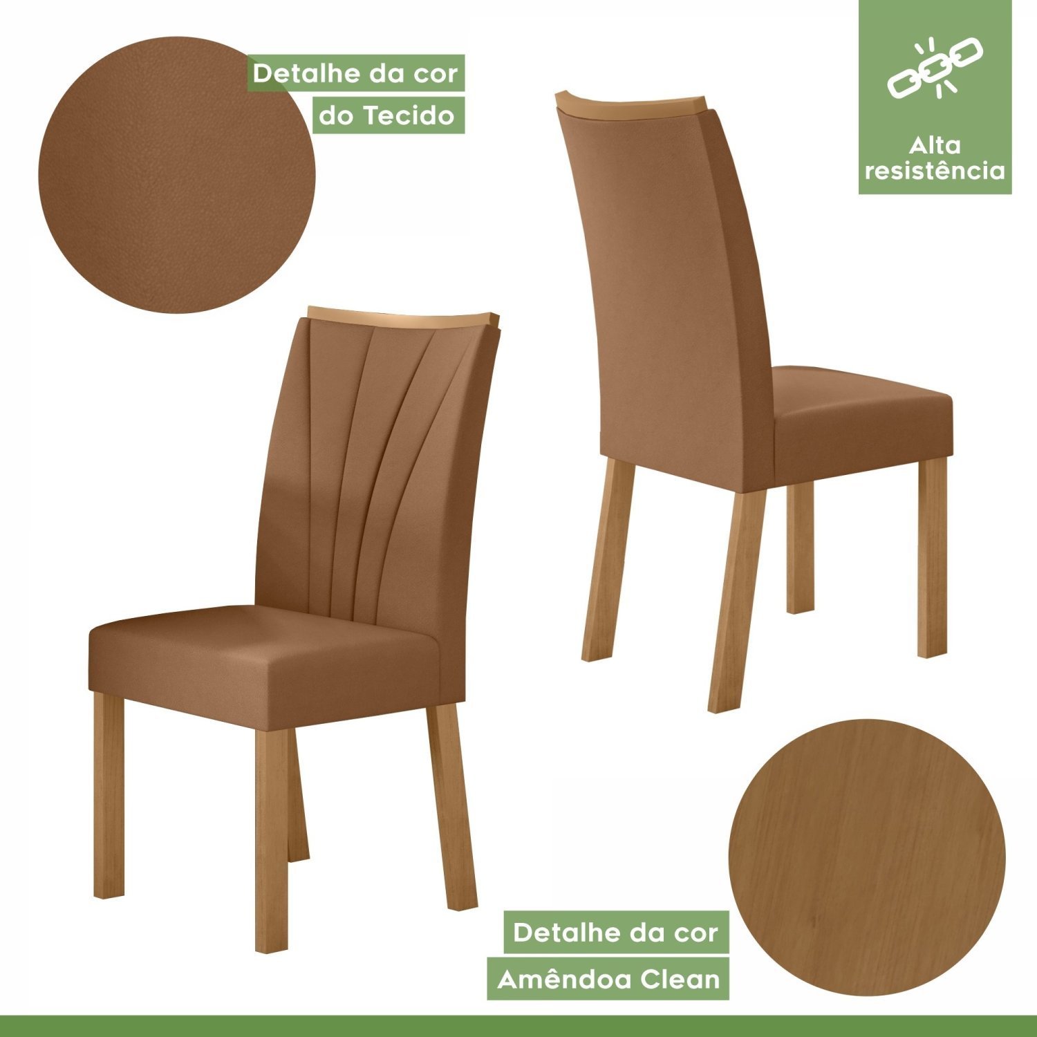 Conjunto Sala de Jantar Mesa 170x90cm Tampo MDF com 6 Cadeiras Apogeu  - 7