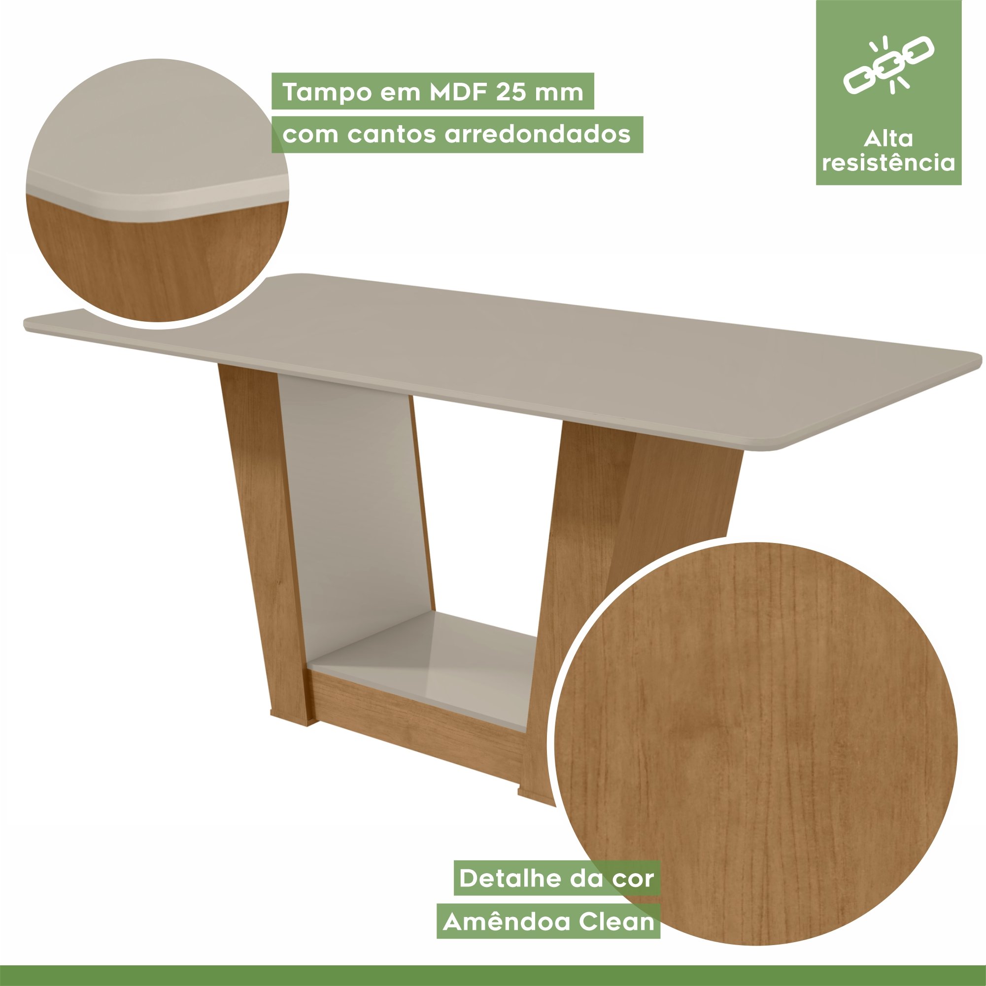 Conjunto Sala de Jantar Mesa 170x90cm Tampo MDF com 6 Cadeiras Apogeu  - 2