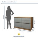 Ver imagem 4 de Balcão 1 Porta 4 Gavetas com Rodapé 120cm 100% MDF Rainha Verde/Nature