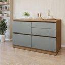 Ver imagem 1 de Balcão 1 Porta 4 Gavetas com Rodapé 120cm 100% MDF Rainha Verde/Nature
