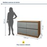 Balcão 1 Porta 4 Gavetas com Rodapé 120cm 100% Mdf Rainha - 3