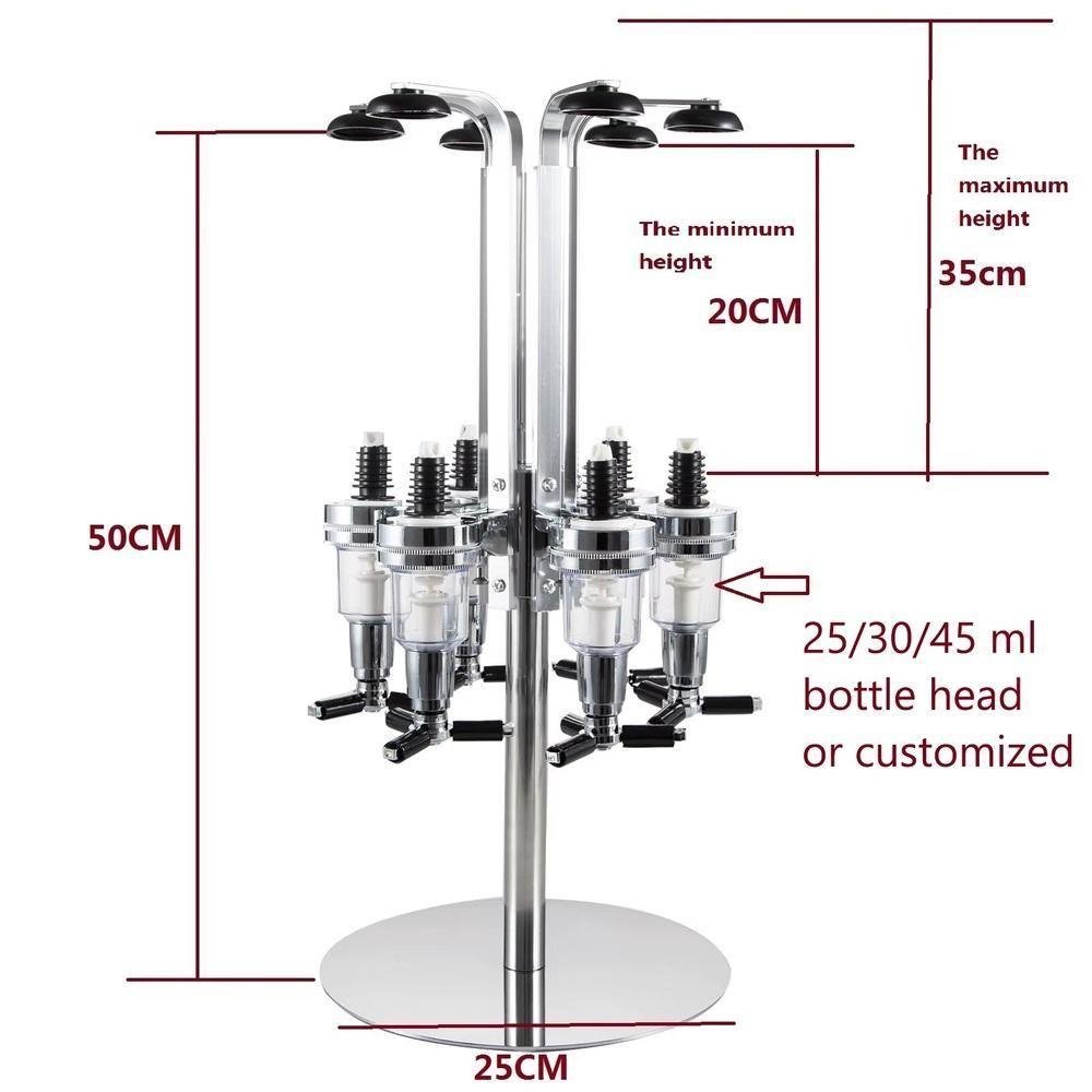 Dispenser de Bebidas Giratorio Porta 4 Garrafas Dosador Suporte Inox Mesa Dose Shot Gin Whisky Licor - 8