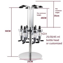 Dispenser de Bebidas Giratorio Porta 4 Garrafas Dosador Suporte Inox Mesa Dose Shot Gin Whisky Licor - 8