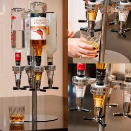 Dispenser de Bebidas Giratorio Porta 4 Garrafas Dosador Suporte Inox Mesa Dose Shot Gin Whisky Licor - 3
