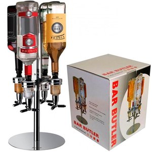 Dispenser de Bebidas Giratorio Porta 4 Garrafas Dosador Suporte Inox Mesa Dose Shot Gin Whisky Licor