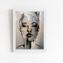 Ver imagem 1 de Quadro Mulher Dourada Desenho Arte Moldura Branca 60x40cm