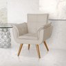 Poltrona Opala Decorativa para Recepção Estofado Veludo Bege - Bege - 1
