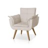 Poltrona Opala Decorativa para Recepção Estofado Veludo Bege - Bege - 2