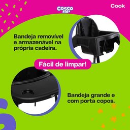 Cadeira de Alimentação Cook Preto - Cosco - 3