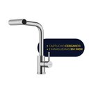 Ver imagem 3 de Torneira Gourmet Misturador Monocomando Cozinha de Bancada Extensível Inox 304 Prata Brinovar