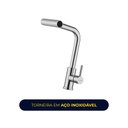 Ver imagem 2 de Torneira Gourmet Misturador Monocomando Cozinha de Bancada Extensível Inox 304 Prata Brinovar