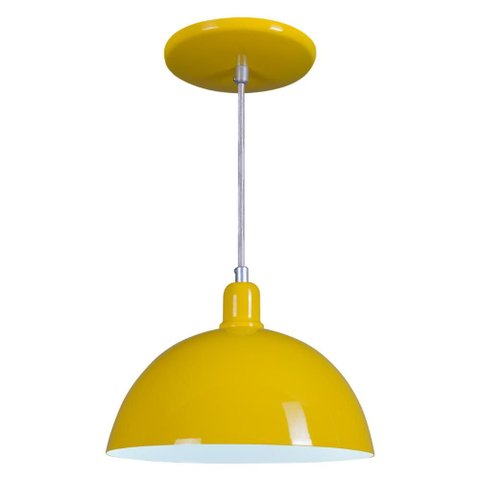 Pendente Meia Lua 24cm Luminária Lustre Alumínio Amarelo