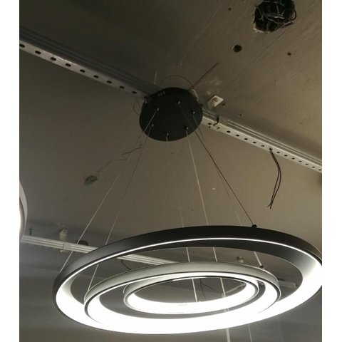 Pendente Arco Espiral Preto 60cm Led 86W 3200K Bivolt
