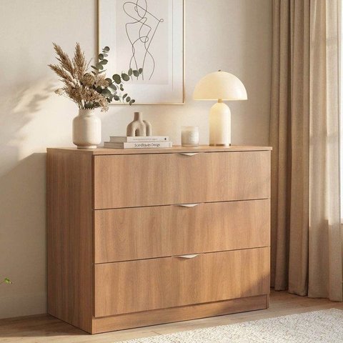 Cômoda Planejada 3 Gavetas 109cm Hera CabeCasa MadeiraOriginals Marrom Louro