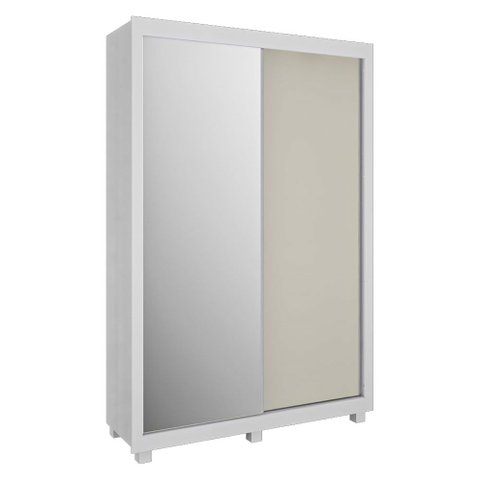 Guarda Roupa Honduras Plus com 02 Portas Deslizante com Espelho 3 Gavetas Móveis Rimo Branco/off Whi