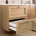 Ver imagem 4 de Gabinete Giovanna para Banheiro Nature com Bancada Sintético Branca 66 cm