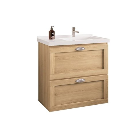 Gabinete Giovanna para Banheiro Nature com Bancada Sintético Branca 66 cm